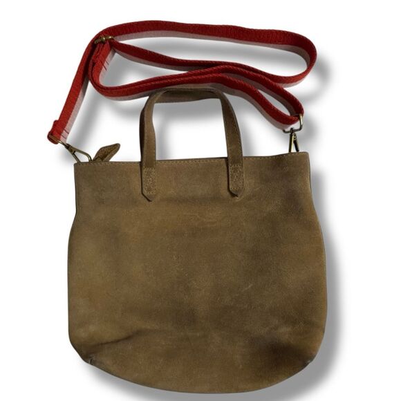 Madewell Handbags - Madewell Transport Tote Stripe Olive Suede Leather Crossbody Bag Limited